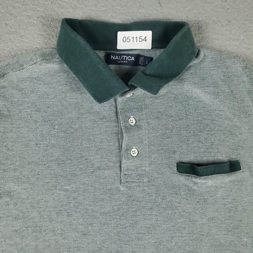 Nautica Polo Shirt Mens Large Green Casual Short Sleeve Adult